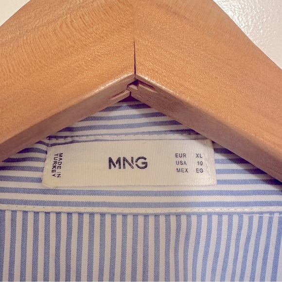 Mango oversized Blue Striped Button-Up Shirt and Shorts Set in cotton bl… - Picture 13 of 14